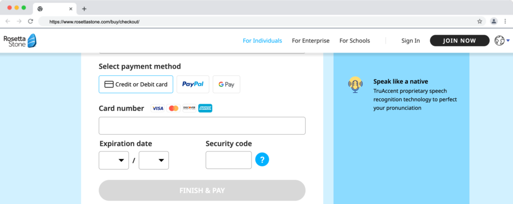 Rosetta-Stone-Checkout-page